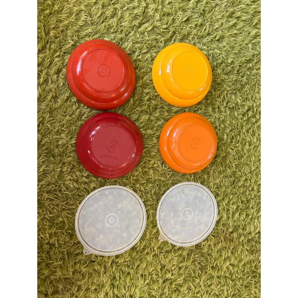 Vintage Tupperware Bowls Set of 4 Harvest Colors Red Orange Yellow 6 Inch USA